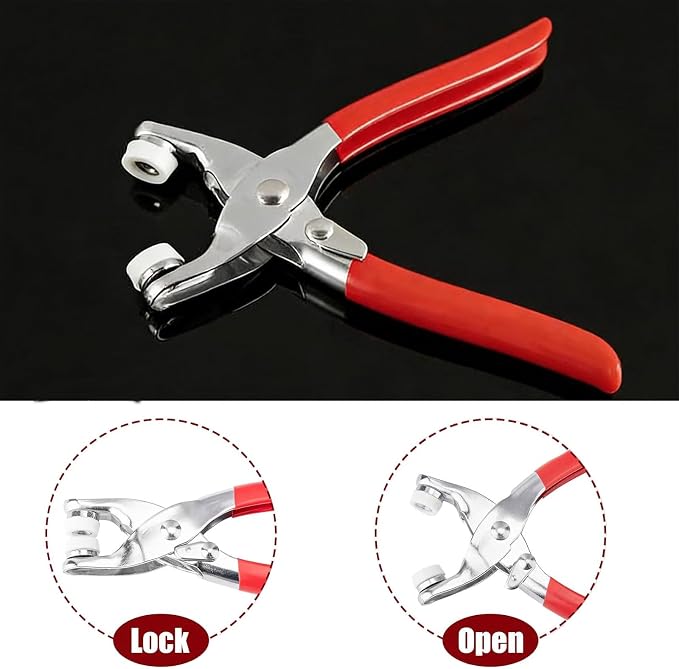 100 Sets Metal Snaps Buttons with Fastener Pliers Press Tool Kit Perfect for DIY Crafts Clothes Hats and Sewing (Silver Solid Prong Snaps)