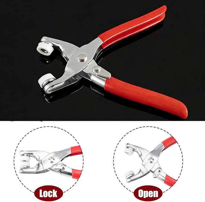 100 Sets Metal Snaps Buttons with Fastener Pliers Press Tool Kit Perfect for DIY Crafts Clothes Hats and Sewing(Silver Hollow Prong Snaps)