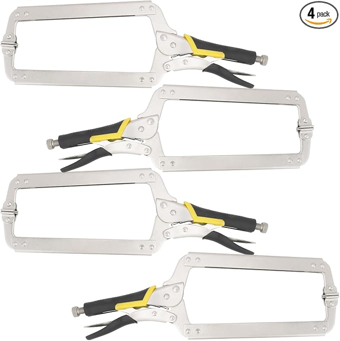 4 Pack 18 Inch C Clamp Locking Pliers with Swivel Pads, 18 Inch Heavy Duty C Clamp Welding Pliers for Woodworking and Home Improvement