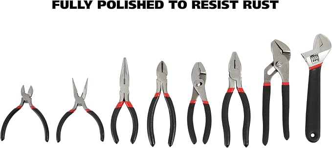 Great Neck 87900 8-Piece Steel Pliers and Wrench Tool Set