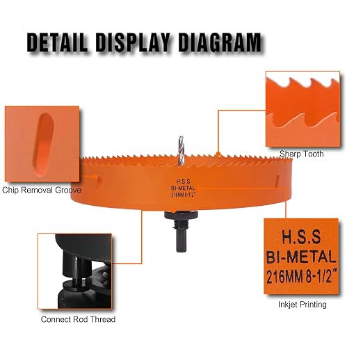 8-1/2 Inch Hole Saw with Arbor for Metal Wood Plastic, 8.5 in Bi-Metal Hole Cutter for Different Project with Smooth and Flat Drilling Edge, Fast Chip Removal, Lighter and Portable