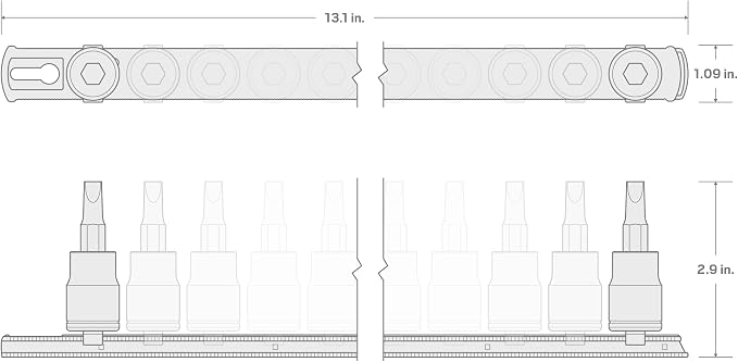 TEKTON Torx Bit Socket Set with Rail, 9-Piece | SHB92107 | 1/2 Inch Drive, (T30 - T80), Socket Rail