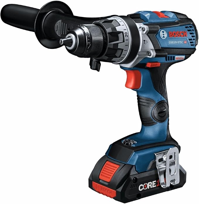 Bosch GSB18V-975CB25-RT 18V Brushless Lithium-Ion 1/2 in. Cordless Connected-Ready Hammer Drill Driver Kit with 2 Batteries (4 Ah) (Renewed)