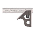 Starrett Steel Combination Square with Square Head - 4" Blade Length, Cast Iron Heads, Hardened Steel, Reversible Lock Bolt, 4R Graduation Type - 11H-4-4R