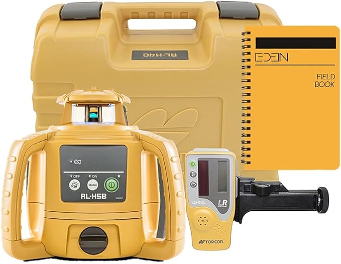 Topcon RL-H5B Self Leveling Horizontal Rotary Laser with Field Book, LS-80 Receiver, Detector Holder & Case, IP66 Rating for Drop, Dust, and Water Resistance, 1300ft (400m) Construction Laser Level