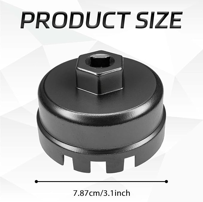 64mm Oil Filter Wrench for Toyota RAV4, 4 Runner, Corolla, Highlander Prius, Lexus, 14 Flutes/6 Slots Oil Filter Cap Wrenches Removal Tool Socket Fits 2.5-5.7L Engine, Car Accessories