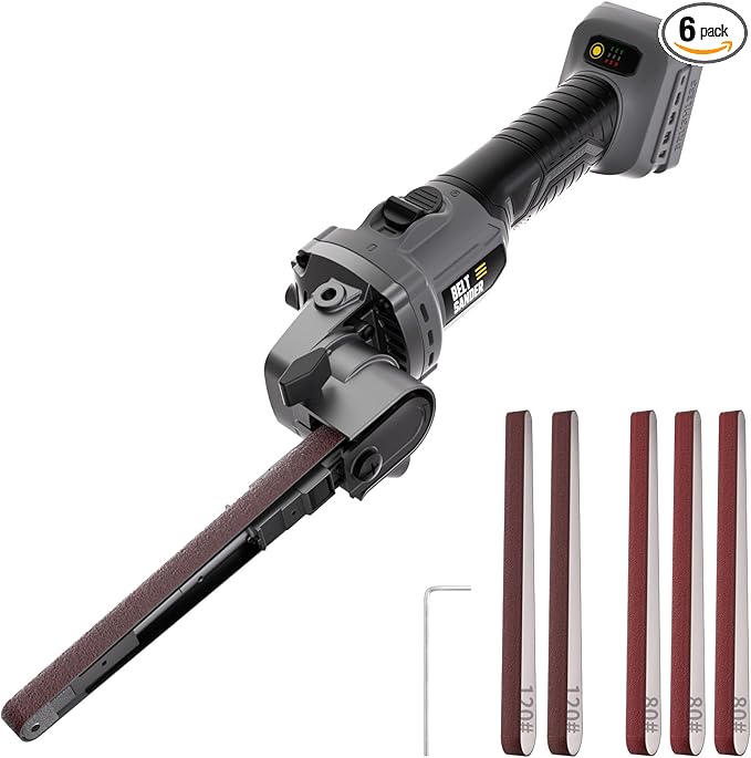 VERVEWAVE Cordless Detail Band file Sander Compatible with DEWALT 20V Battery, Finger Belt Sander with 6 Variable Speed, 170° Adjustable, 1/2"x18" Belt for Wood, Paint, Metal Rust, DIY (Tool Only)