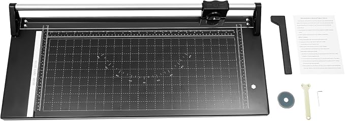 Manual Heavy Duty 24 Inch Rolling Cutter, Precision Rotary Paper Trimmer, A4 Paper Craft Cutter for Cut Gift Card, Coupon, Label, Photo, Thin Plastic Soft Board, PVC, Card Stock (24in)