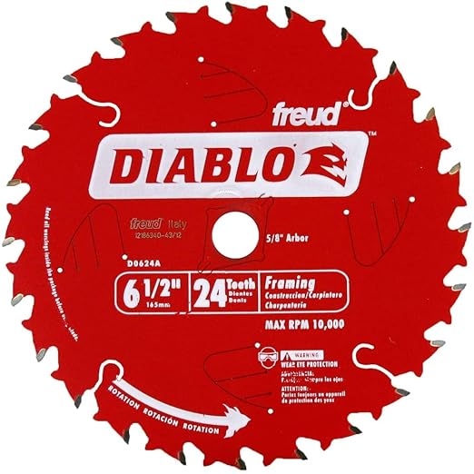 Freud D0624A Diablo 6-1/2-inch 24T ATB Perma-Shield Framing Saw Blades, 10-Pack