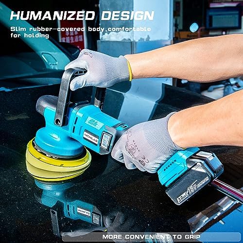 Nichilas Cordless Car Polisher, 6 speeds Brushless Motor Handle Car Waxer with 150mm Work Disk, Compatible with MAKITA 18V Batteries (Battery Not Included)
