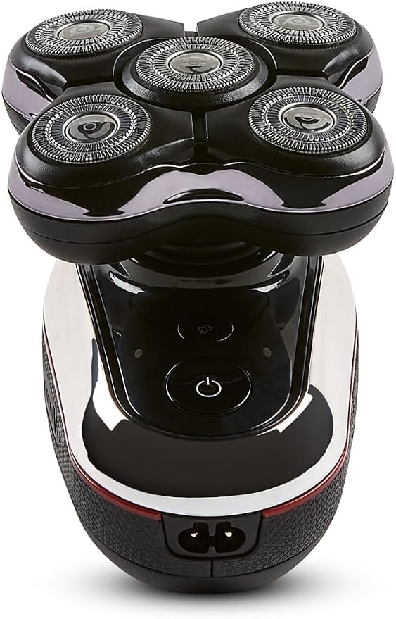Remington Balder Deluxe XR7100, Head Rotary Shaver with Titanium Blades & Storage Pouch for Bald Men Wet/Dry Shaving with 5 Dual Track Flexing Heads and Pop-Up Trimmer