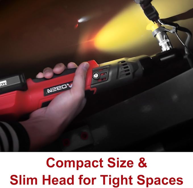 AOBEN 21V 3/8" Cordless Ratchet Wrench Kit-74 Ft-lbs Brushless Electric Power Ratchet with Variable Speed, 2X2000mAh Lithium-Ion Battery, Charger, 8 Sockets, 1/4" & 1/2" Adaptors, 3" Extension Bar