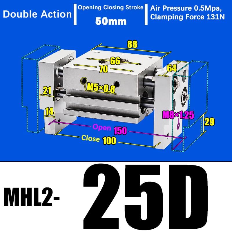 MHL2-20D MHL2-20D1 MHL2-20D2 Double Acting Pneumatic clamp Wide Type Pneumatic clamp Parallel Cylinder Aluminum clamp(MHL2-25D)