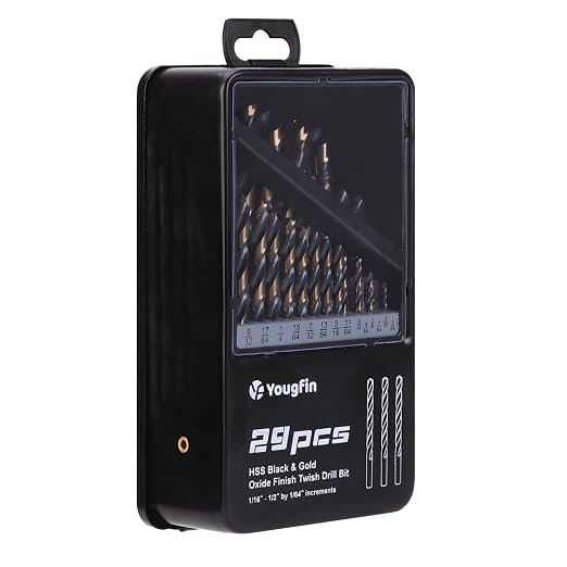29PCS Drill Bit Set 1/16"-1/2", Black and Gold Oxide Finish Metal Drill Bits, M2 Jobber Length Twist Drill Set with Index Case for Steel, Wood, Plastic