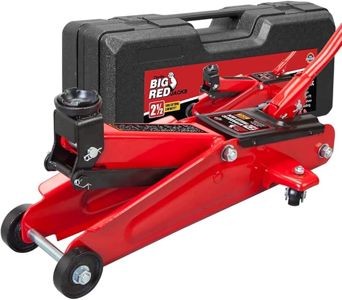 BIG RED T825013S1 Torin Hydraulic Trolley Floor Service/Floor with Blow Mold Carrying Storage Case, 2.5 Ton (5,000 lb) Capacity, Red