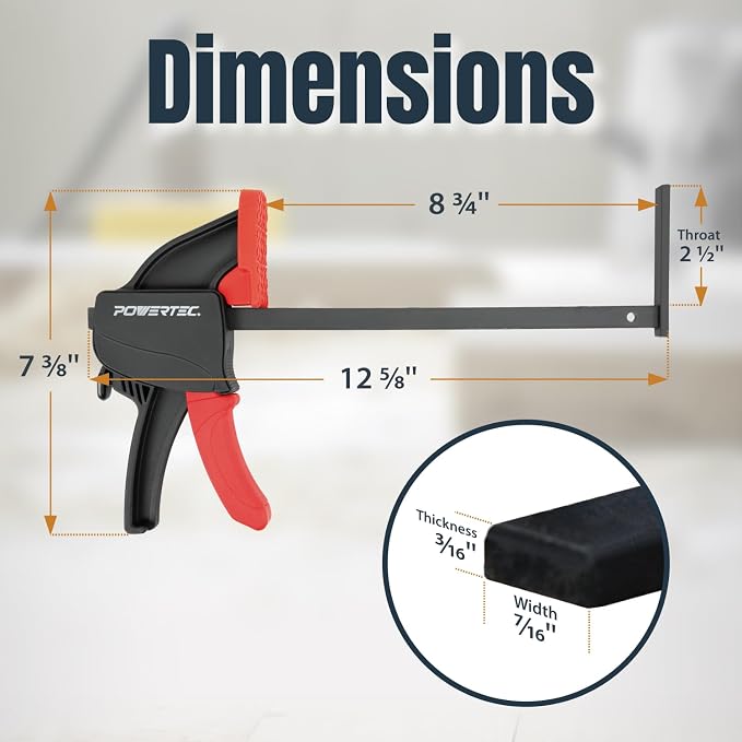 POWERTEC Guide Rail Clamp, 8-3/4 Inch Quick Release Clamps for Circular Saw Guide Rail System, Woodworking, 71423V, Track Saw Track Clamp(2PCs) (Pack of 10)