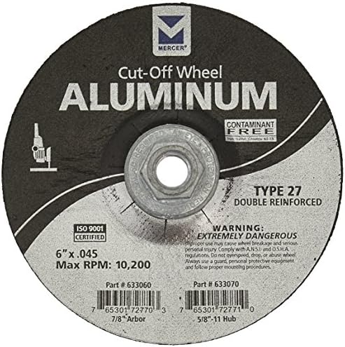 Mercer Industries 633070 - 6" x .045 x 5/8"-11 Type 27 Cut-Off Wheels for Aluminum (10 pack)