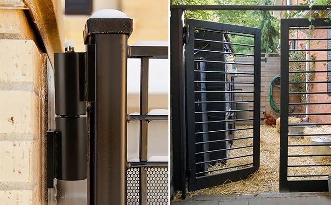 Heavy Duty Gate Hinges 7 Inches - 2 Pack Black Iron Door Hinge Barrel Style 900 Lbs Capacity for Swing Door Trailer Ramp Gate - Weld On Install