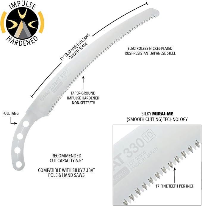 Silky Replacement Blade Only ZUBAT 330mm Fine Teeth (279-33)