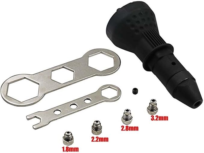Electric Rivet Nut Gun Riveting Tool Cordless Riveting Drill Adapter Insert Nut Tool Riveting Drill Adapter (Color : Black)