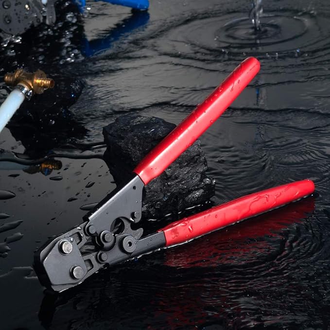 IWISS PEX Cinch Clamp Crimping Tool for Stainless Steel Clamps from 3/8-inch to 1-inch with Calibration Gauge 20pcs 1/2-inch and 10 pcs 3/4-inch Clamps Suit ASTM F2098 Standards