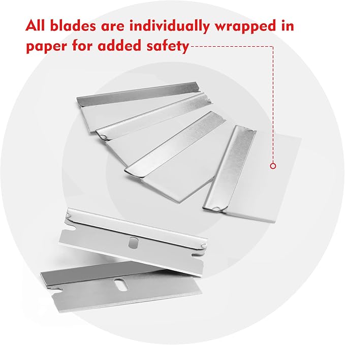 WORKPRO 100-Pack Single Razor Edge Blades, Industrial Scraper Blade, High Carbon Steel One Edge Razor Blades