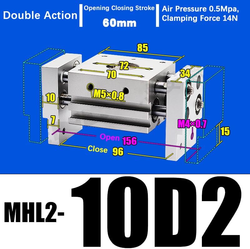 MHL2-20D MHL2-20D1 MHL2-20D2 Double Acting Pneumatic clamp Wide Type Pneumatic clamp Parallel Cylinder Aluminum clamp(MHL2-10D2)