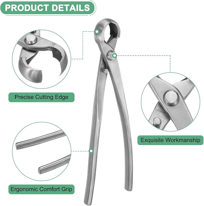 M METERXITY Bonsai Tool - 8.3 Inch Stainless Steel Knob Cutter, Bonsai Tree Plants Modeling Tools, Applying to Gardening Pruning Knobs/Tumors (210mm, Silver)