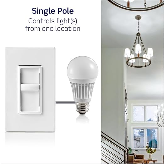 Leviton SureSlide Dimmer Switch for Dimmable LED, Halogen and Incandescent Bulbs, 6672-1LI, Ivory
