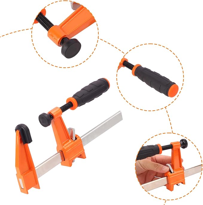 5 Pack 6 Inch Bar Clamp Set - Premium Steel F Clamp, 300 lbs Load Limited Bar Clamps, Medium Duty F-Clamp, Ideal for Woodworking and DIY Projects