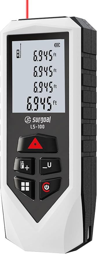 Laser Distance Meter Digital Laser Measuring Tool with LCD Backlit Display, Pythagorean Mode, Area & Volume Calculation, ±2mm Accuracy, Class II, Electronic Tape Measure for DIY and Construction 196ft