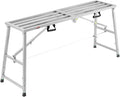 VEVOR Work Platform, 63"x 15" Portable Scaffolding Platform, Folding Steel Step Ladder Adjustable Height 31.5”-50.1”, 800 lbs Load Capacity, Non-Slip Drywall Painting Stool for Cleaning &Washing