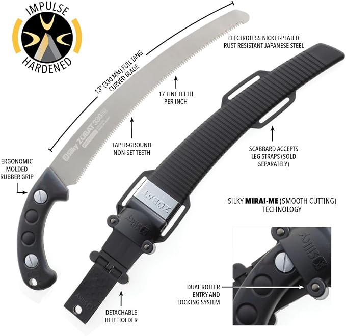 Silky ZUBAT Professional Curved Hand Saw 330mm Fine Teeth (278-33)