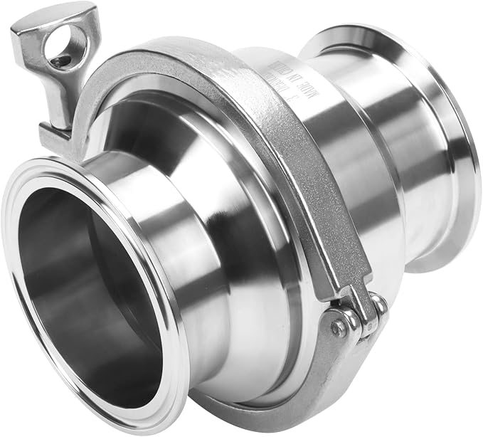 DERNORD Sanitary Check Valve - One Way Flow - 3" Tri Clamp Style, Stainless Steel 304, FKM Gasket