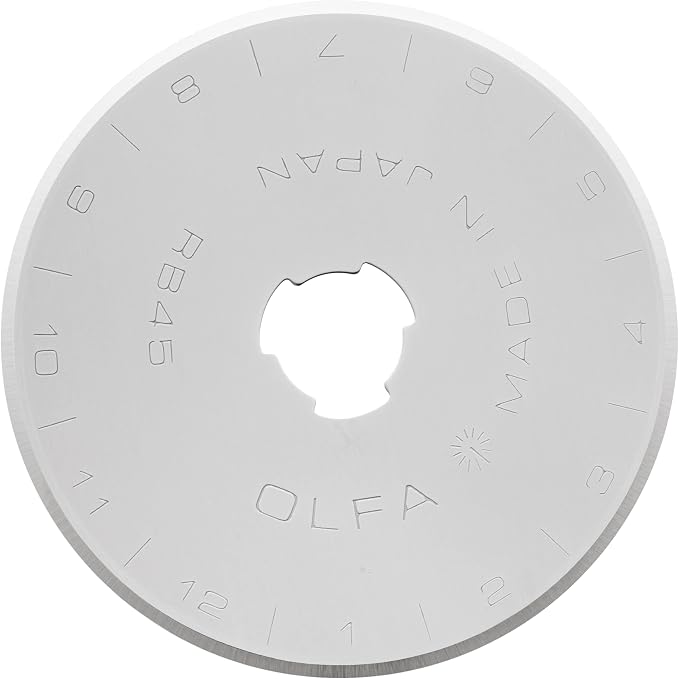 OLFA 45mm Rotary Cutter Replacement Blades, 5 Blades (RB45-5) - Tungsten Steel Circular Rotary Fabric Cutter Blade for Quilting, Sewing, Crafts, and Scrapbooking Fits Most 45mm Rotary Cutters
