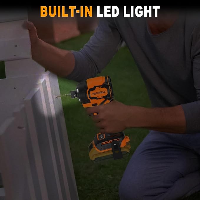 MICWELL Cordless Impact Driver (Tool Only) Compatible with Dewalt 20V Max Battery, Up to 2300 In-lbs Brushless 1/4" Impact Driver, 4-Speed Lightweight with Tool Bag, LED Light
