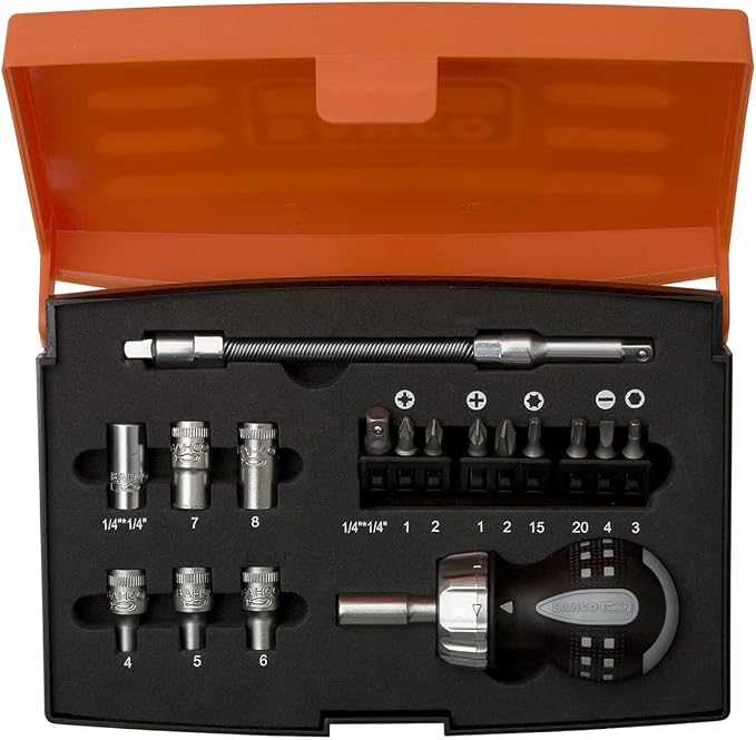Bahco 808050S-22 Stubby Ratchet Screwdriver Set, 22-Piece
