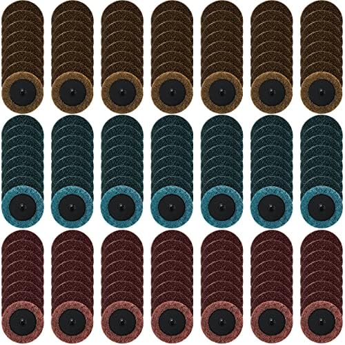 Macarrie 150 Pcs 2 Inch Surface Conditioning Sanding Discs Quick Change Fine Medium Coarse Sanding Pads Die Grinder Accessories for Surface Strip Grind Polish Burr Finish(Aluminum Oxide)