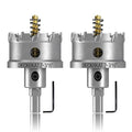 2-Pack 2-3/16" TCT Hole Saws for Hard Metal, Heavy Duty 55mm Tungsten Carbide Tipped Hole Cutters Set with Spring-Loaded Pilot Drill Bits for Stainless Steel, Metal, Iron, and Plastic.