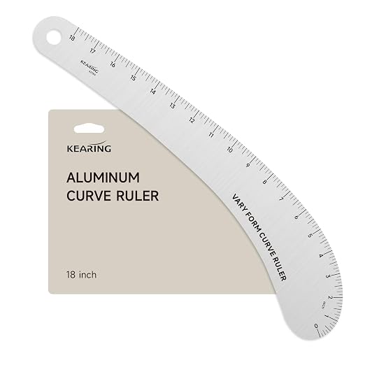 Kearing 18 inch French Curve Ruler, Hip Curve Ruler for Pattern Making, Vary Form Curve Ruler Aviation Quality Aluminum Fashion Designer's Ruler for Sewing, Quilting, Design