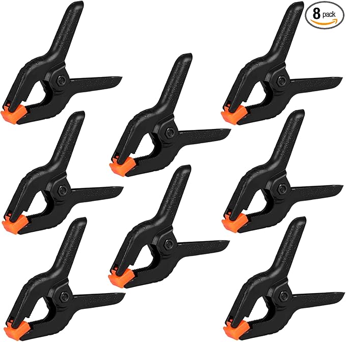 8 Pack Spring Clamps, 4.5inch Plastic Clips, Small Backdrop Clips, Clamps Heavy Duty, Spring Clips for Crafts, Backdrop Stand, Woodworking, Photography Studios (Black)