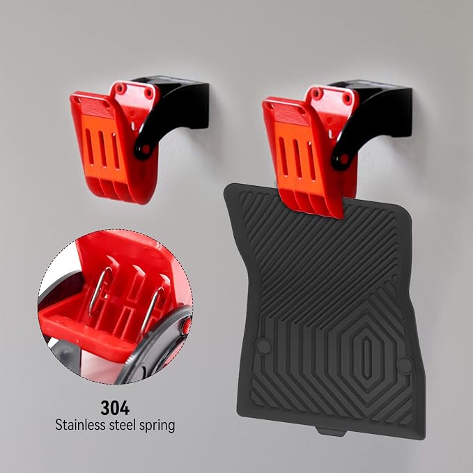 8-Pack Car Wash Floor Mat Clamps, Swivel Wall-Mount Stainless Steel Spring