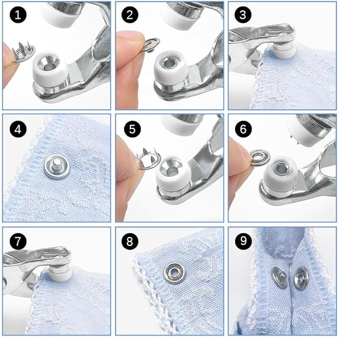 GTAAOY 100 Sets 9.5mm Metal Snaps Buttons Perfect for Clothes Hats and Sewing, 5 Colors Hollow Prong Snaps with Fastener Pliers Press Tool Kit