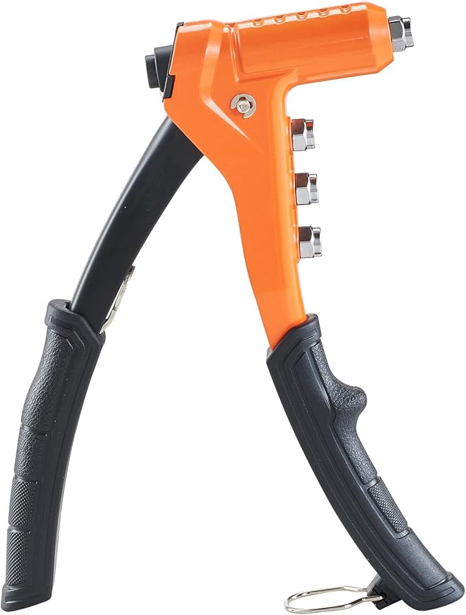 VEVOR Rivet Nut Tool Kit, 9-Inch One-Handed Rivnut Tool Kit, with 8 Mandrels, a Step Drill Bit and 80 Nuts, Metric and SAE Size M3, M4, M5, M6, 6-32, 8-32, 10-24, 1/4-20 UNC, with a Carrying Case