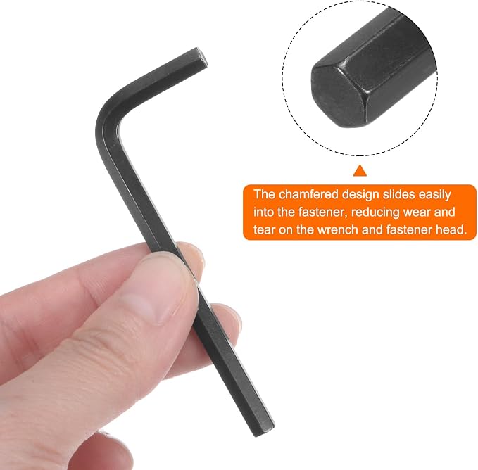 HARFINGTON 10pcs Hex Key Wrench 3/16" L-Shape Hexagon SAE Wrenches Chrome Vanadium Steel Repairing Tool for Home Repair, Black