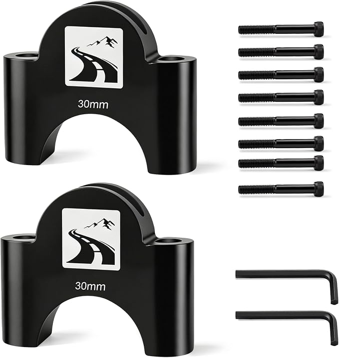 30mm Aluminum Aerobar Riser Kit, Clip On Aero Bars Armrest Handlebar Spacers for Road Bike Triathlon and Time Trial, Compatible with Profile Design 31.8mm Clamp, with M5 & M6 Mount Bolts