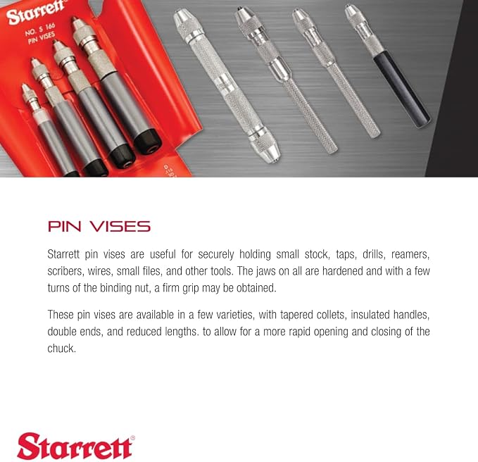 Starrett Pin Vise, .115 - .187" Range