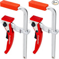 2 Pack Track Saw Clamps for Guide Rail – Heavy Duty Quick Release Ratchet Clamp Set, Compatible with Festool, Makita, Dewalt, Table Saw Hold Down, T Track Woodworking Clamps with Non-Marring Pads