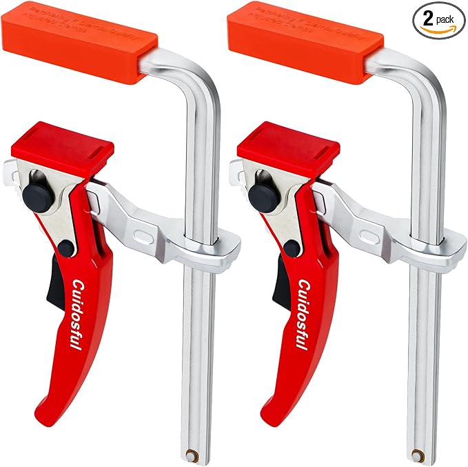 2 Pack Track Saw Clamps for Guide Rail – Heavy Duty Quick Release Ratchet Clamp Set, Compatible with Festool, Makita, Dewalt, Table Saw Hold Down, T Track Woodworking Clamps with Non-Marring Pads