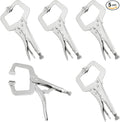 5 Pack 9 Inch C Clamp Locking Pliers,Locking C Clamp, Adjustable Nickel Plated C Pliers For Wood Working, Welding, Electrician Maintenance and more, by GENHAKON